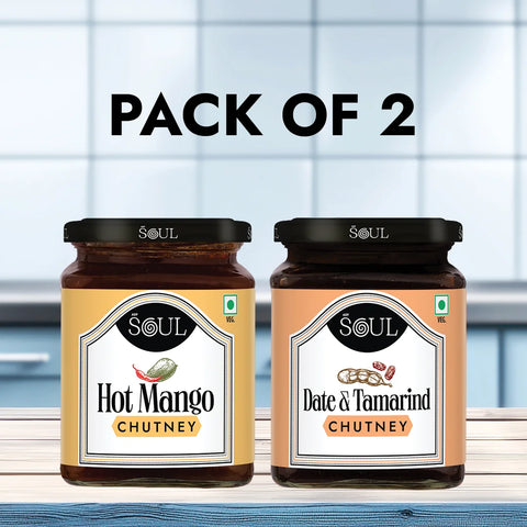 Khatta Meetha Combo (Hot Mango Chutney + Date & Tamarind Chutney) (Pack of 2)