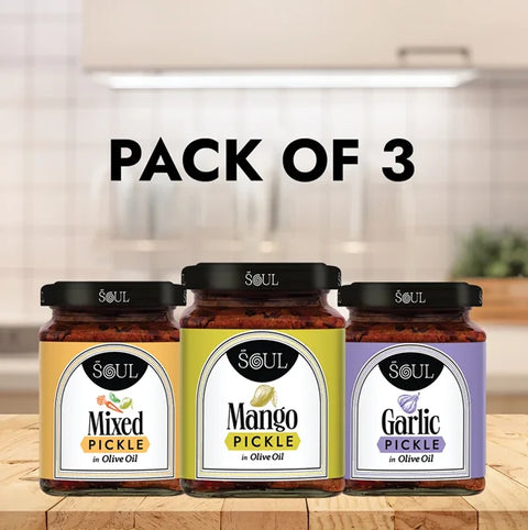 Garlic Pickle, Mango Pickle & Mixed Pickle (Pack of 3)