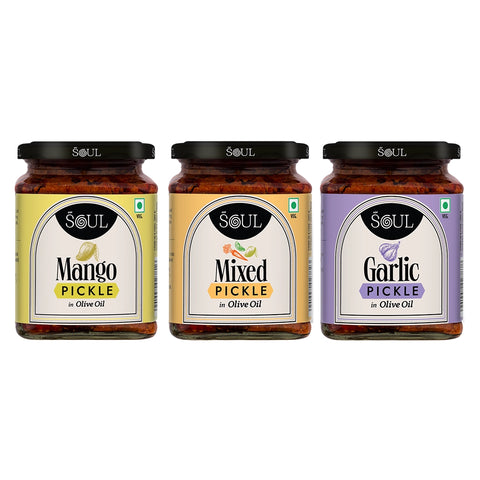 Garlic Pickle, Mango Pickle & Mixed Pickle (Pack of 3)