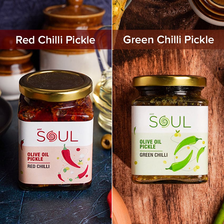 Red Chilli Pickle & Green Chilli Pickle (Pack of 2)