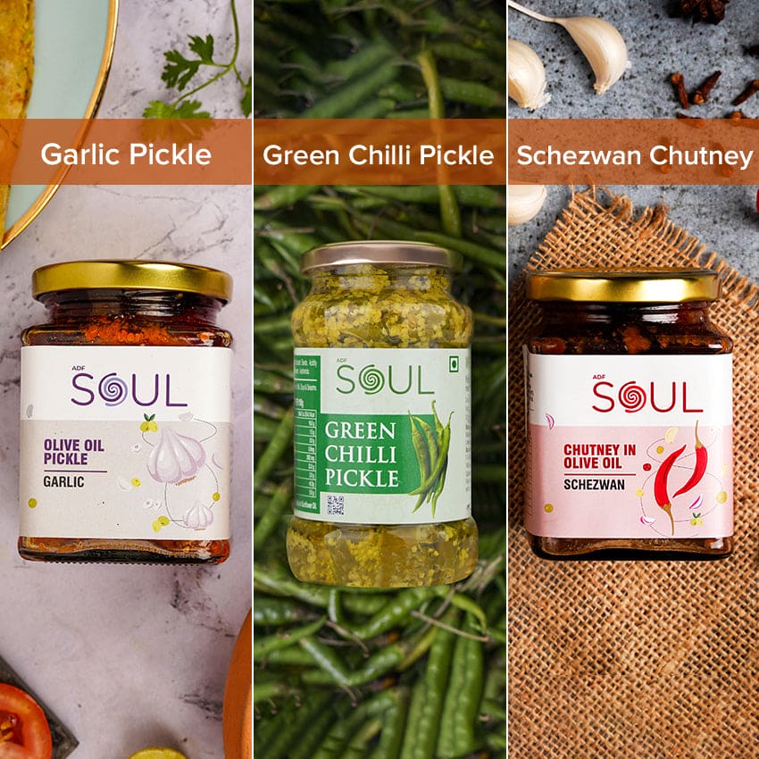 Chatakedar Masala Combo (Garlic pickle + Green Chilli + Schezwan Chutney)(Pack of 3)