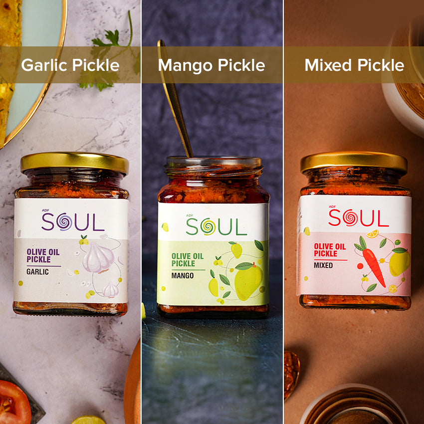 Garlic Pickle, Mango Pickle & Mixed Pickle (Pack of 3)