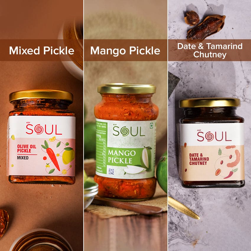 Teekha Atrangi Combo (Mixed Pickle + Mango Pickle + Date & Tamarind Chutney) (Pack of 3)