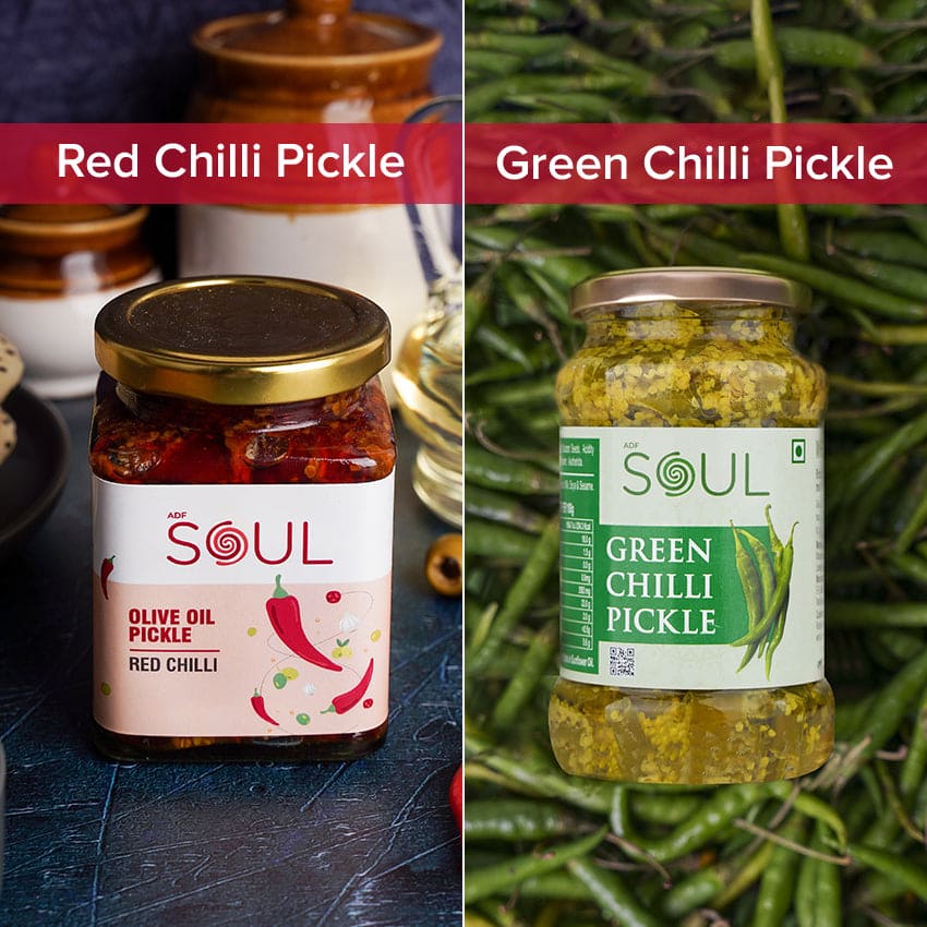 Teekhi Mirchi Combo (Red Chilli Pickle + Green Chilli Pickle)(Pack of 2)